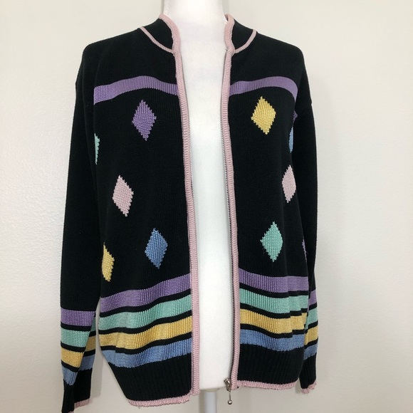 Vintage Fia Italia Hand Loomed Zip Up  Cardigan Sweater - Picture 5 of 7